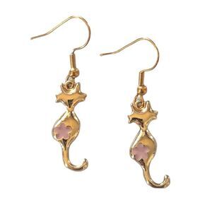 Cat Dangling Stainless Steel Hook Earrings